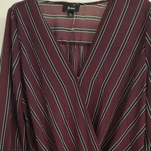 3/4 sleeve faux wrap blouse